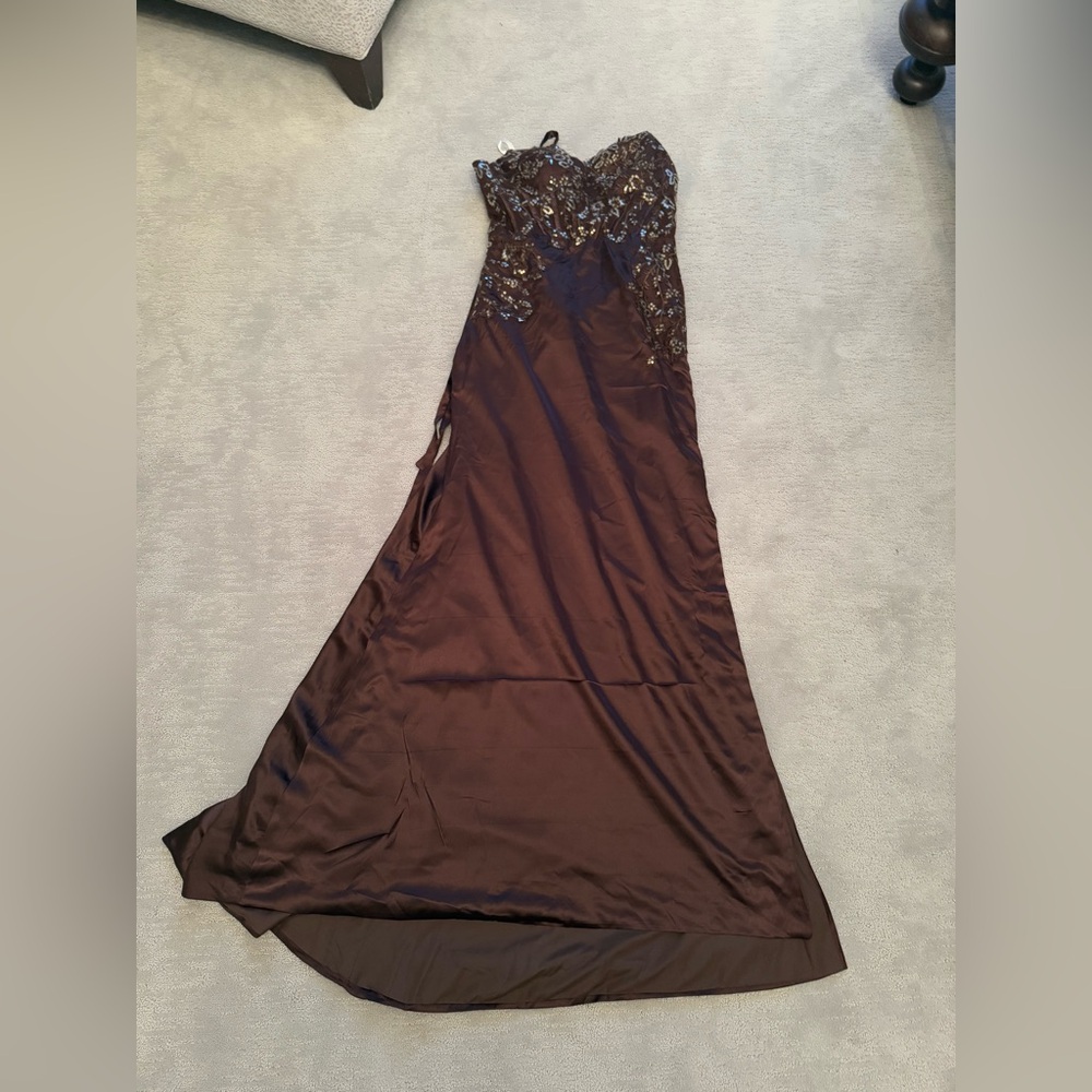 Elegant Brown Evening Gown